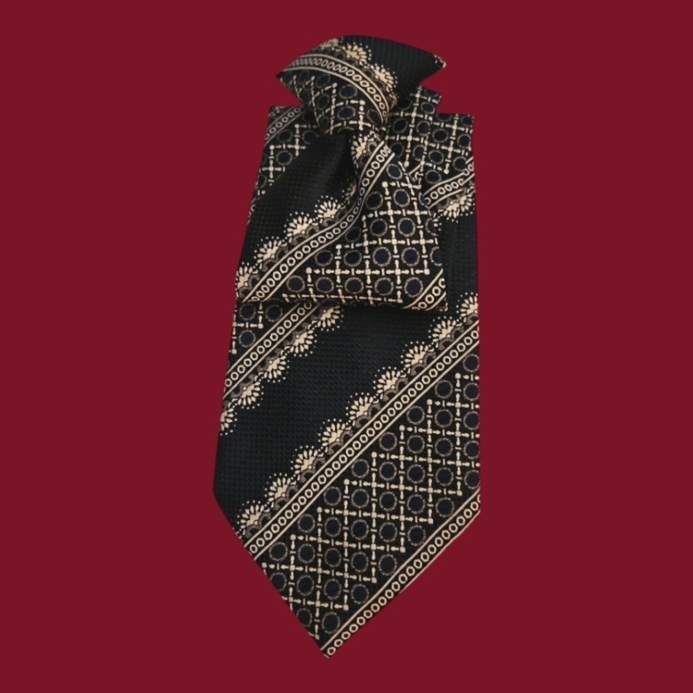 Vintage TITCHE'S Man Shop Dallas Navy Blue Patterned Men's Clip-on Tie
